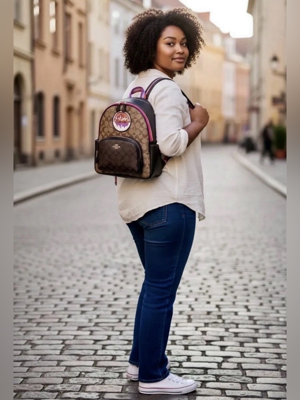 Coach Signature Back Pack with NewYork City Patch.